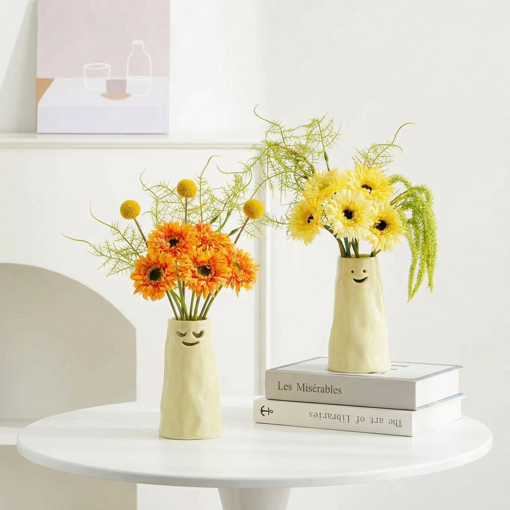 Expressive Ceramic Face Tabletop Vase