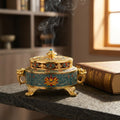 Ornate Enamel Incense Burner with Gold Detailing